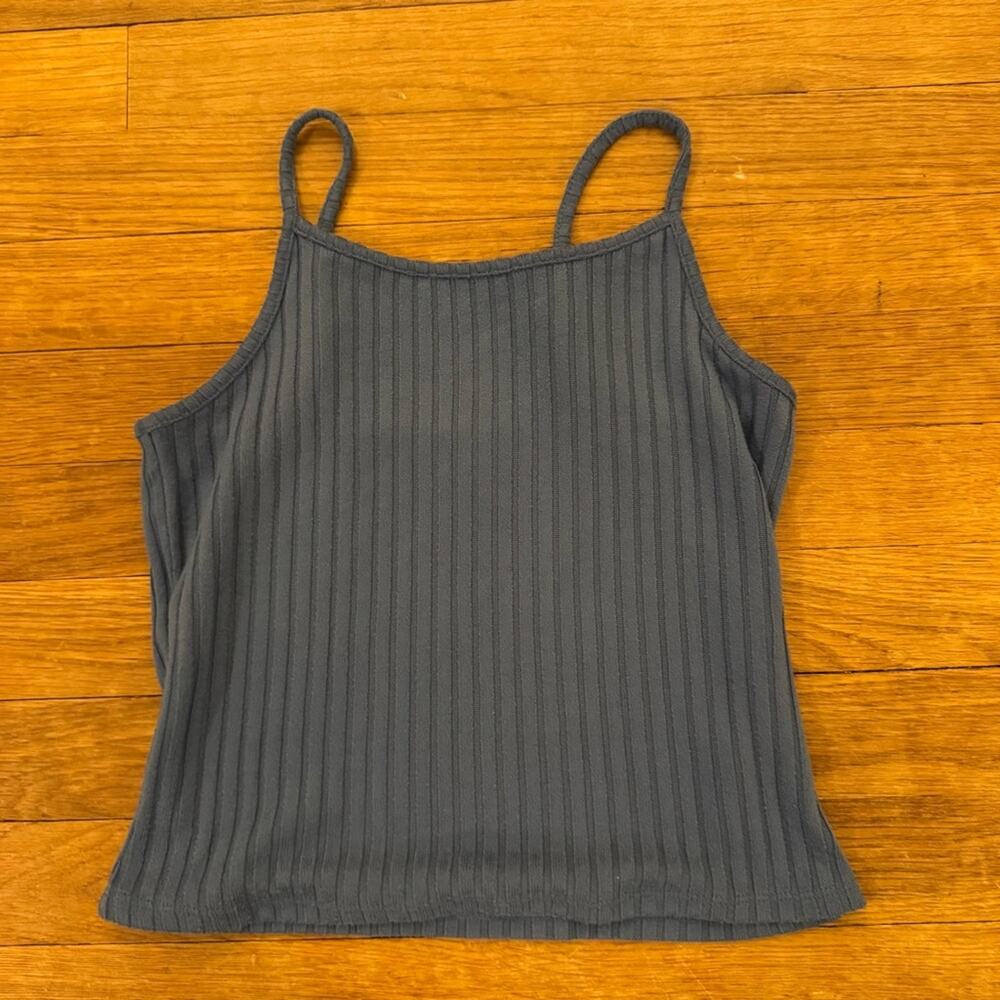 SO blue ribbed cropped tank top shirt top size large L
b22